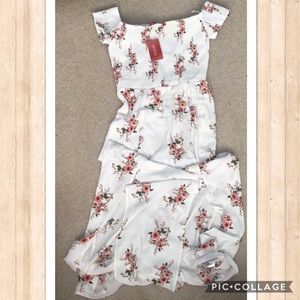 Guess Off The Shoulder Floral Maxi Dress